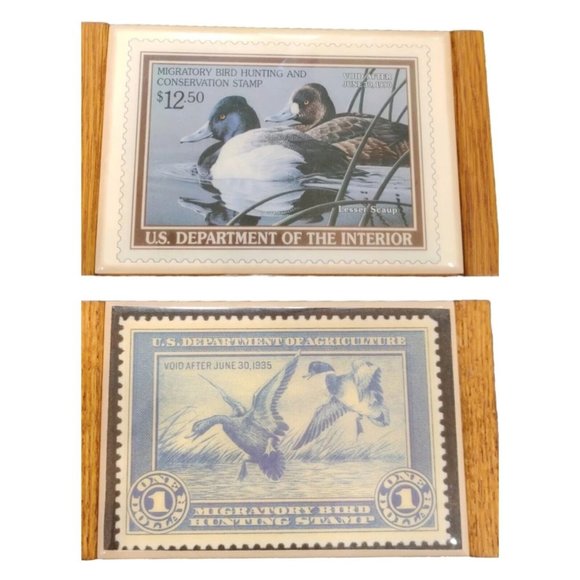 Vtg US Dept Of Interior & Agriculture Bird Duck Stamp Theme Wooden Napkin Holder - Picture 15 of 15